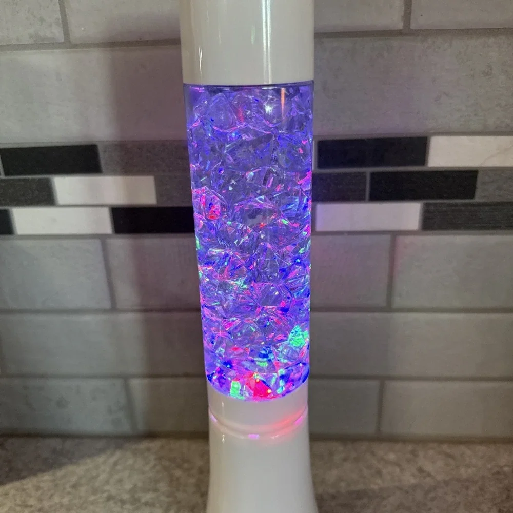 Crystal Color Changing Ambient Light Lamp 13 Inch Tall White Battery Operated